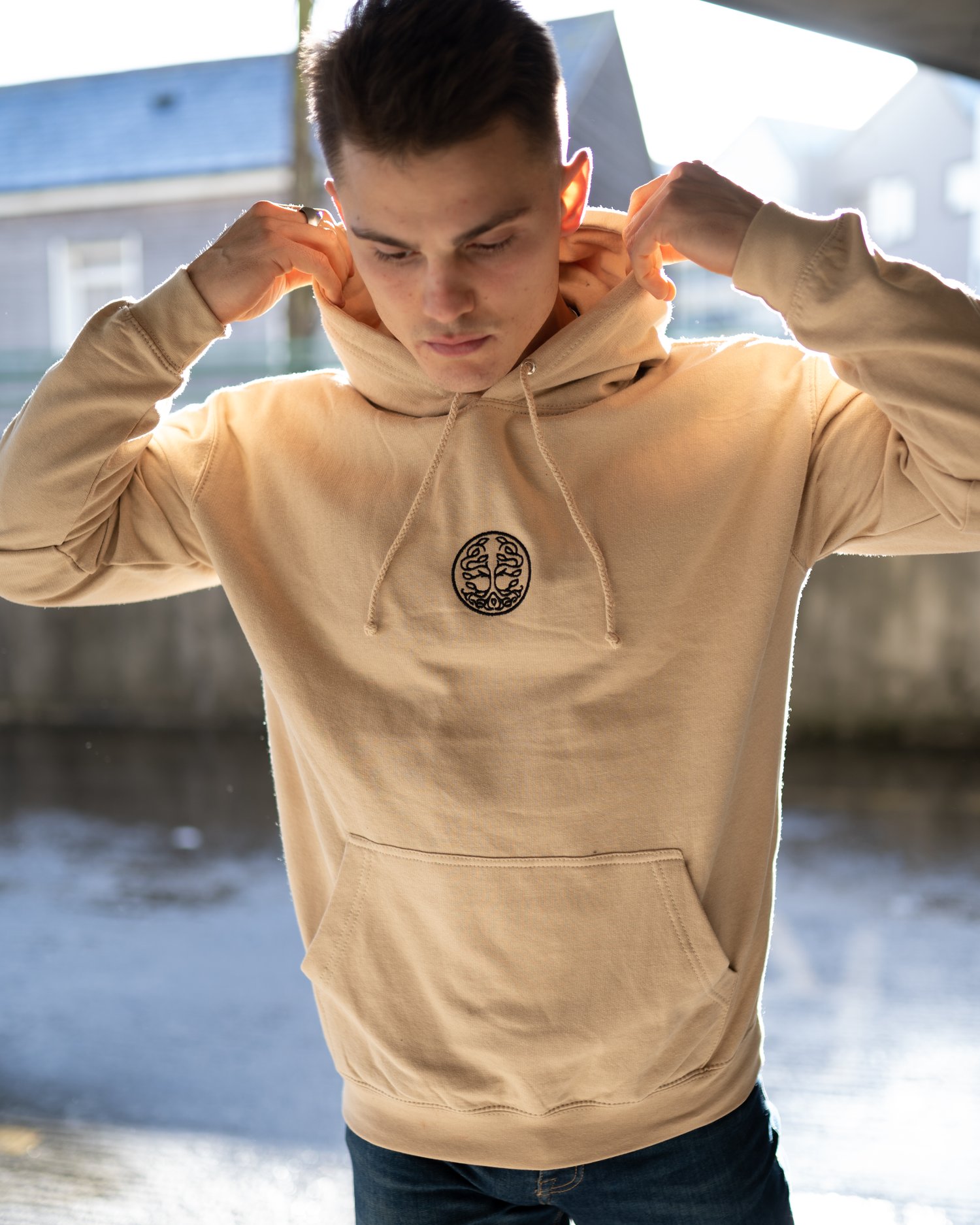 Beige Hoodie - Embroidered