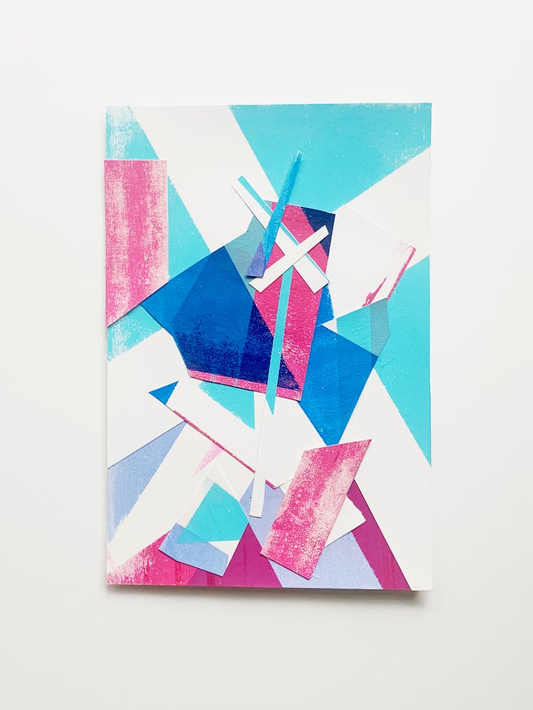 Image of Blue and Pink Screen-print Collage