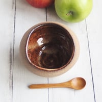 Image 3 of Salt Cellar with Raw Stone Surface, Pottery Salt Pig in Speckled Stoneware Made in USA