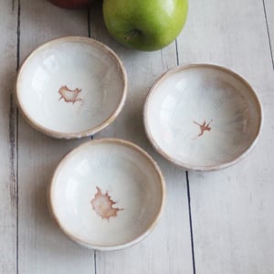 Image of Set of Three Small Rustic Prep Bowls Ceramic Pottery Ready to Ship Made in USA