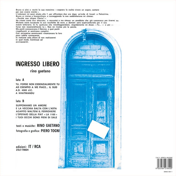  RINO GAETANO INGRESSO LIBERO VINILE LP 180 GRAMMI