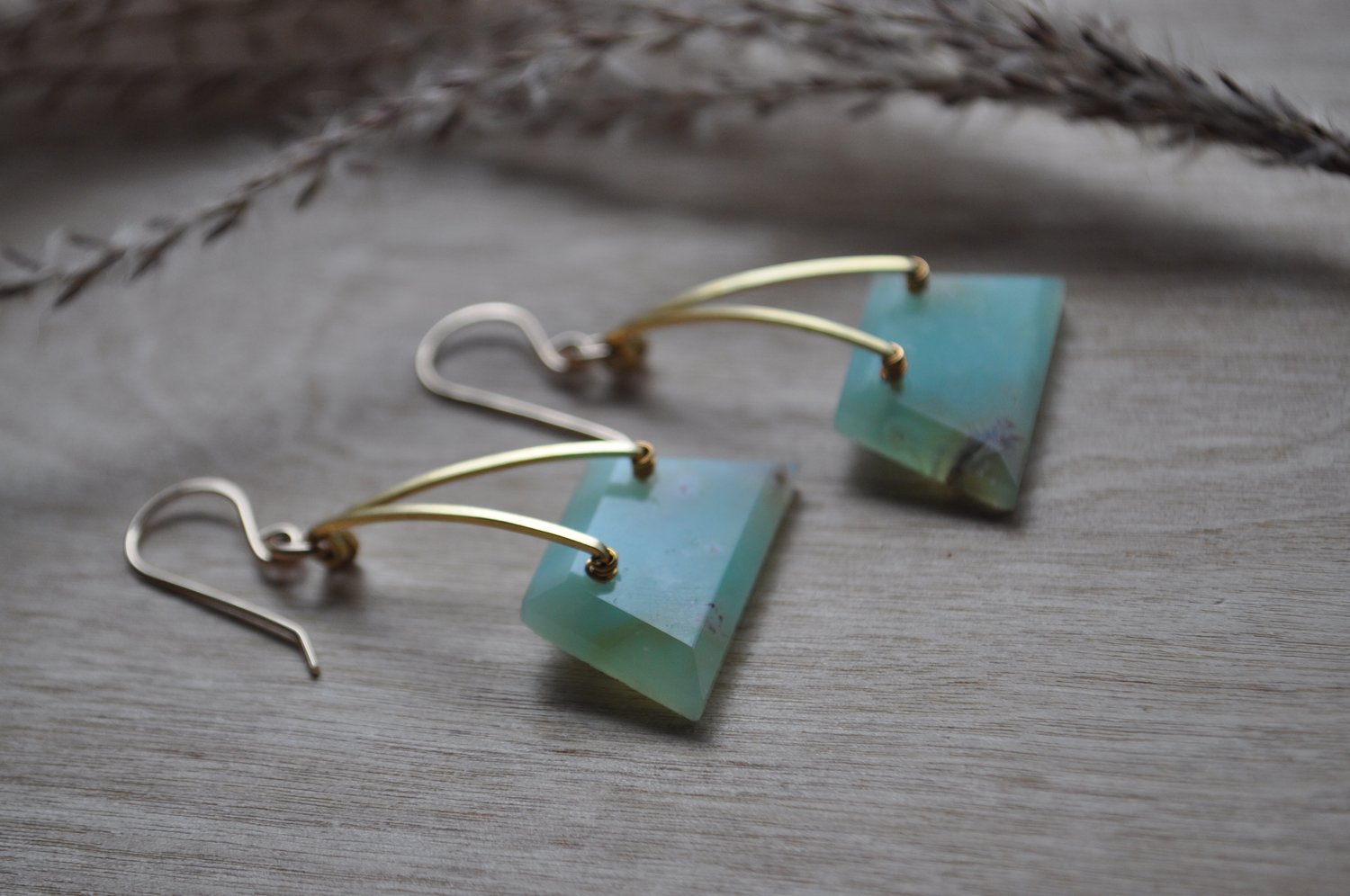 Image of One of a Kind Chrysoprase Trapezoid Dangles