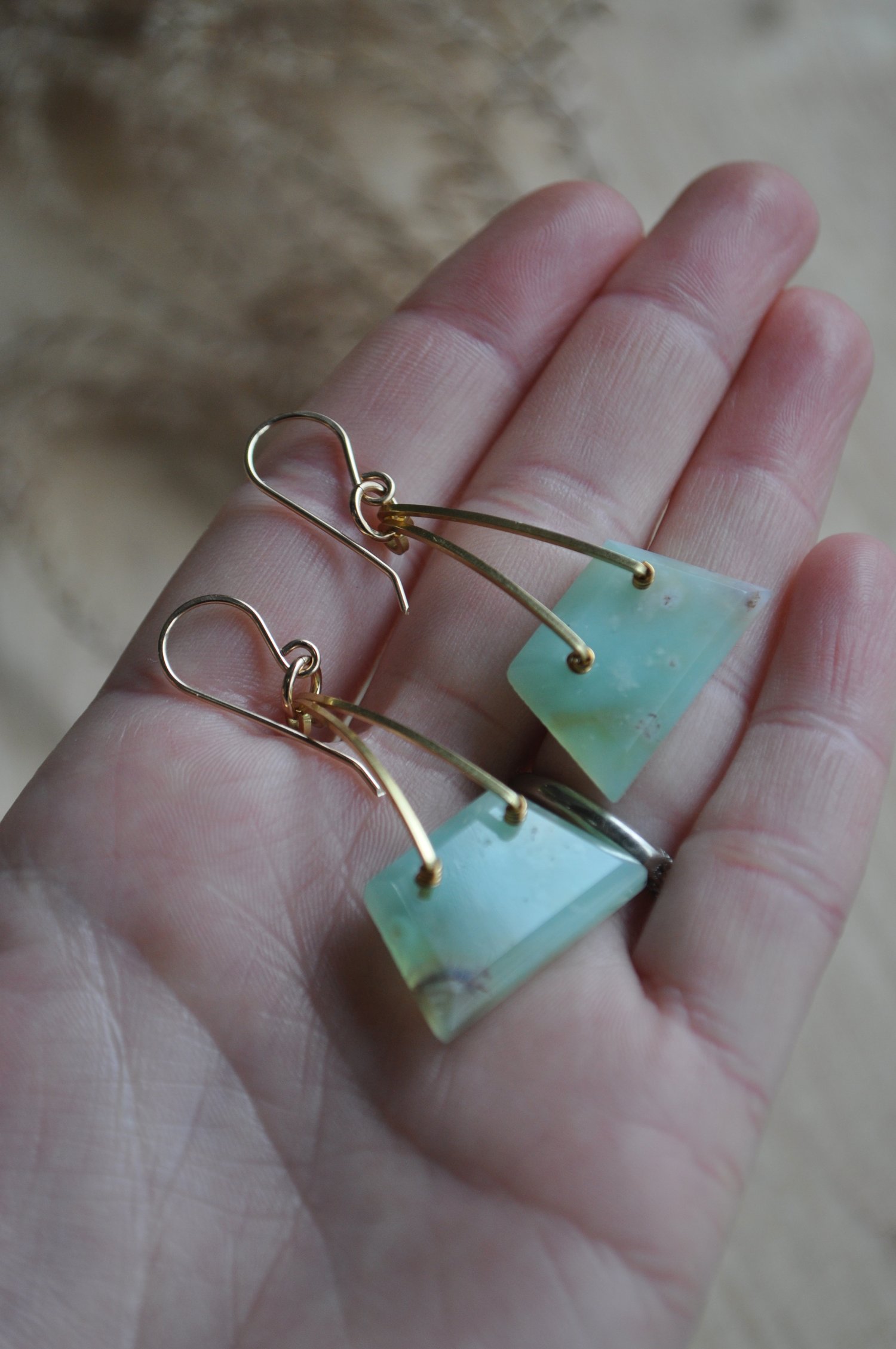 Image of One of a Kind Chrysoprase Trapezoid Dangles