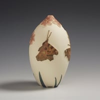 Image 2 of Tortoise shell butterfly & cosmos ceramic sgraffito vessel