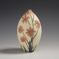 Image 4 of Tortoise shell butterfly & cosmos ceramic sgraffito vessel
