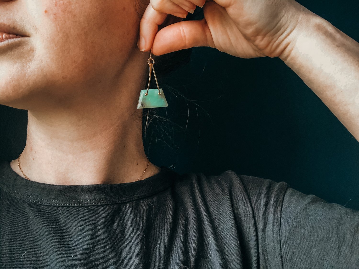 Image of One of a Kind Chrysoprase Trapezoid Dangles