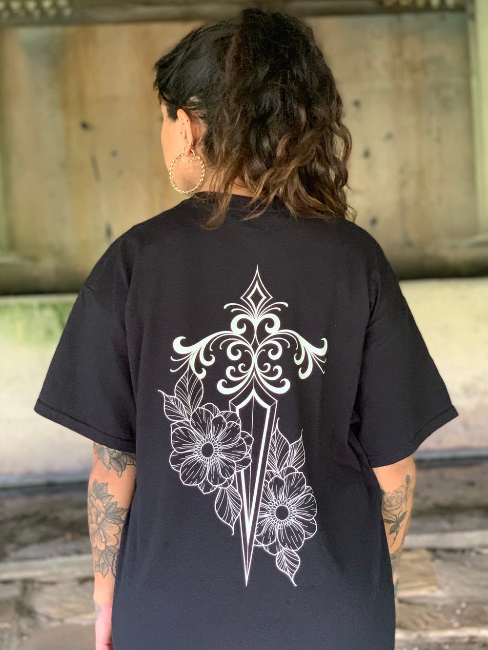 Image of Dagger and Flowers T-shirt 
