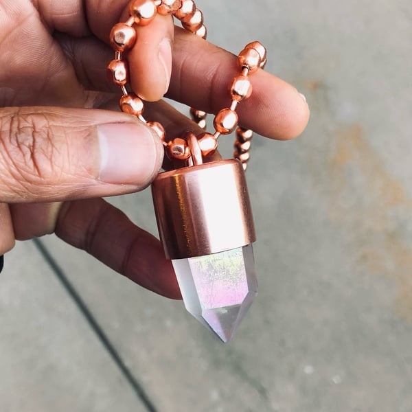 Image of Fantasy Rose Quartz Crystal Key Necklace