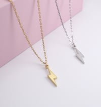 Image 2 of Gold Lightning Bolt Necklace (925 Sterling Silver)