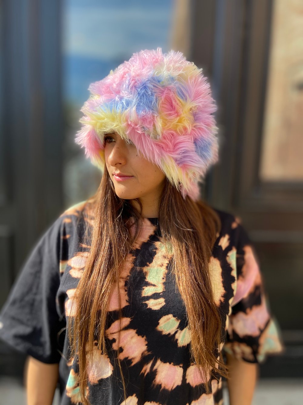 Image of Rainbow Faux Fur Beanie