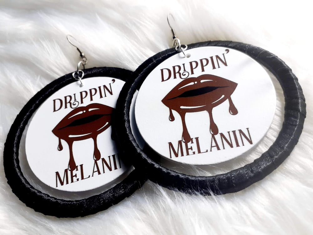 Image of Drippin Melanin, Bold, Statement, Fashion Trend, Ribbon and Wood earrings