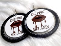 Image 1 of Drippin Melanin, Bold, Statement, Fashion Trend, Ribbon and Wood earrings