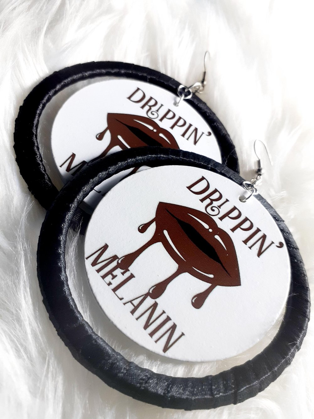 Image of Drippin Melanin, Bold, Statement, Fashion Trend, Ribbon and Wood earrings