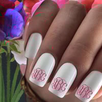 Glitter Script Font Monogram Nail Art