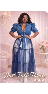 Image 4 of 4XL X-Plus Wear Denim Top w/ Sheer net Bottom #118*15