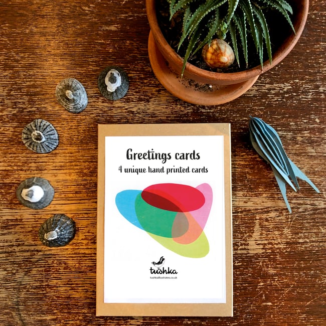 Colourful oval greetings cards