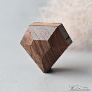Image of Diamond shape walnut ring box - ready to ship