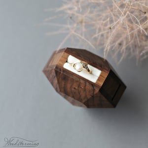 Image of Diamond shape walnut ring box - ready to ship