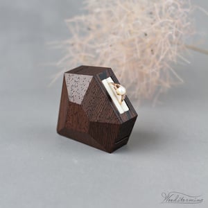 Image of Diamond shape wenge wood ring box with white pillow by Woodstorming - ready to ship
