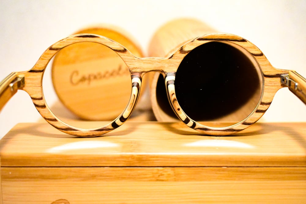 Image of Ebony Wood Circled Optical Frame