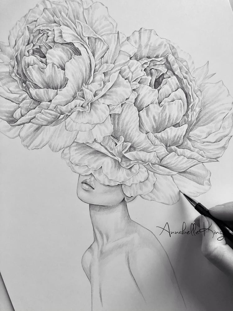 Image of Flourish -A3 original pencil artwork 