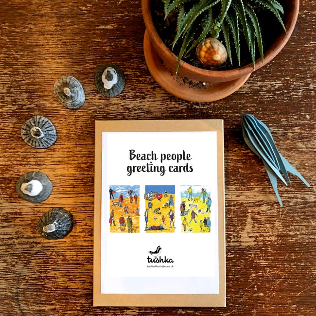 Beach people greetings cards