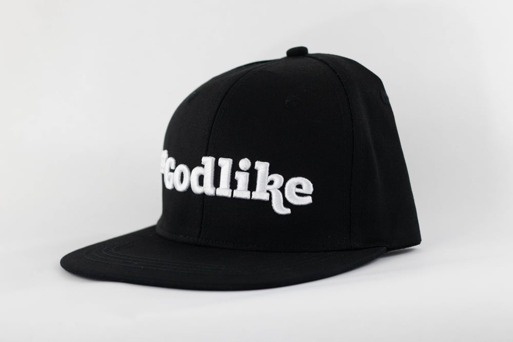 Image of BLACK 3D HASHTAG GODLIKE SNAP-BACK HAT