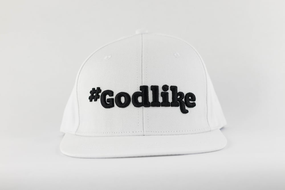 Image of BLACK 3D HASHTAG GODLIKE SNAP-BACK HAT