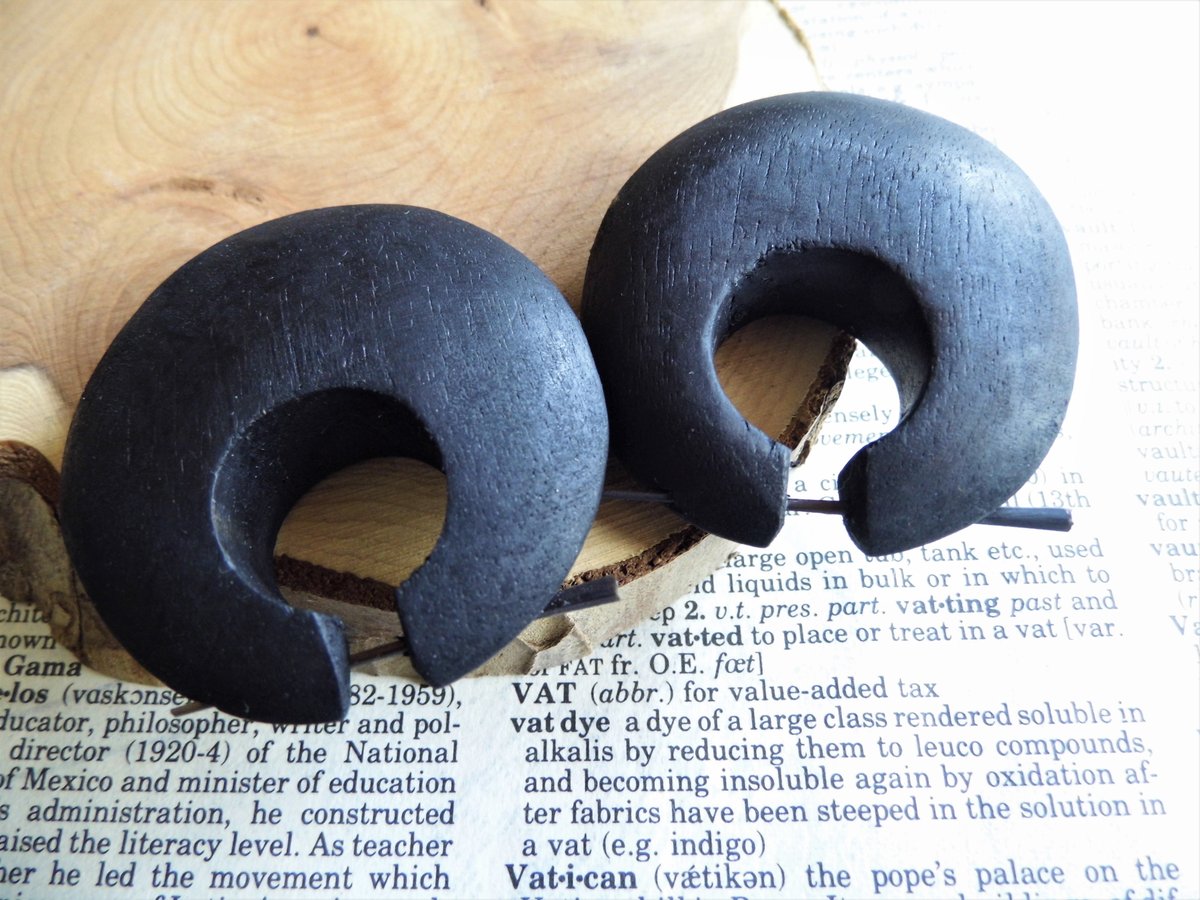 Large Black Wooden Earrings