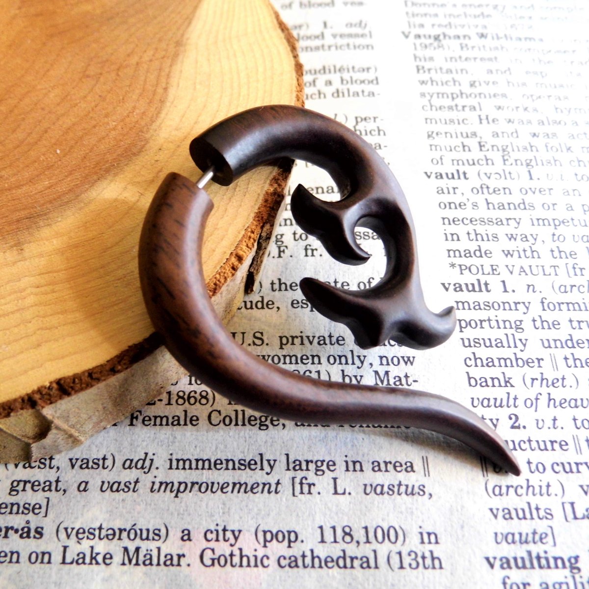 Brown Faux Gauge Wooden Stretcher Moon