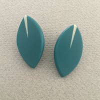 Image 1 of teal leaf earrings