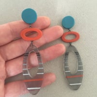 Image 2 of long smoky ellipse earrings