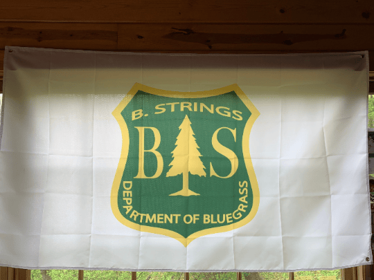 Image of Billy Strings fan art - Department of Bluegrass Flag (WHITE)