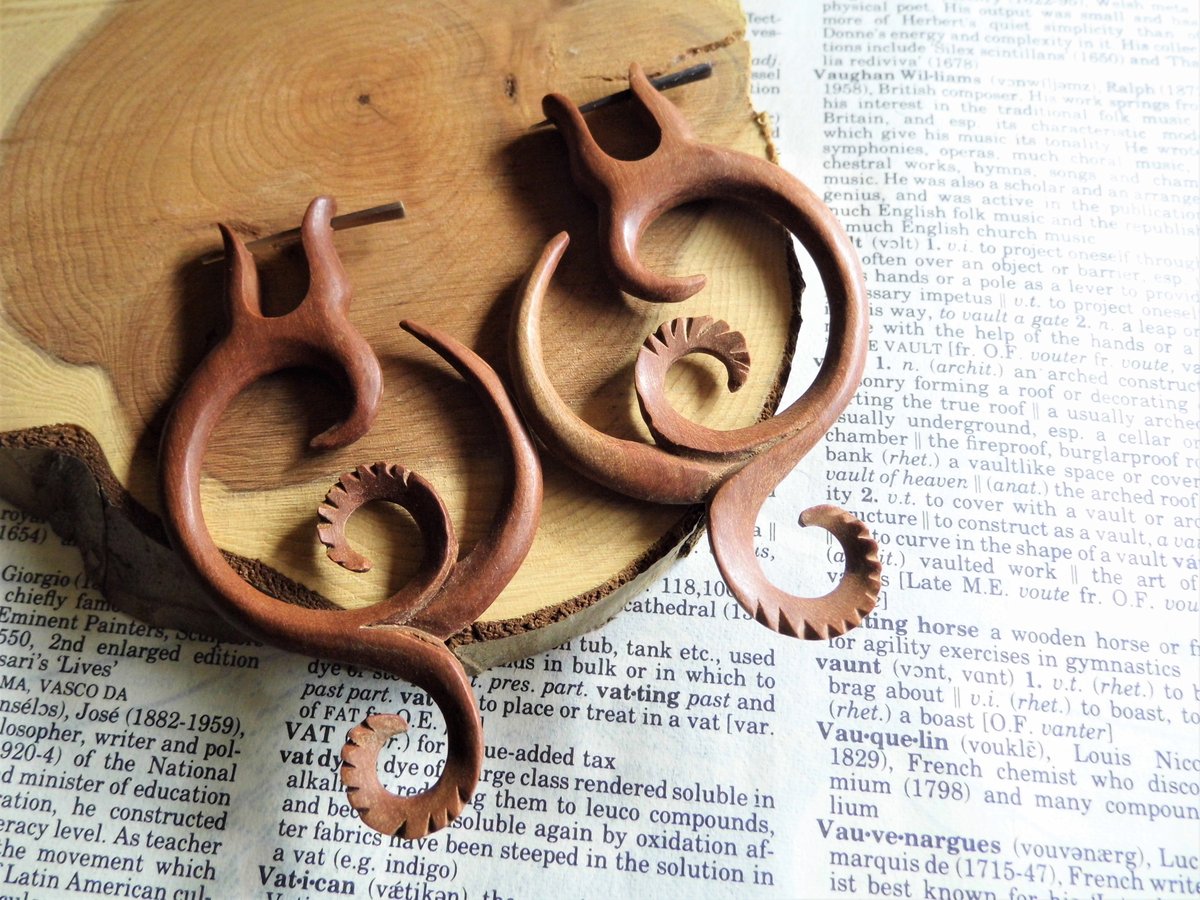 Extra Large Ethnic Womens Wood Hoop Earrings