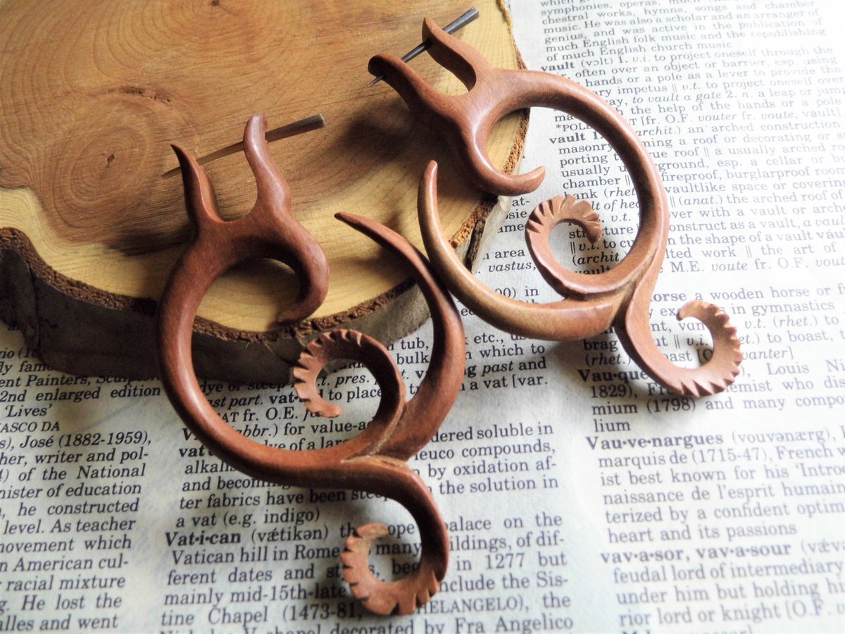 Extra Large Ethnic Womens Wood Hoop Earrings