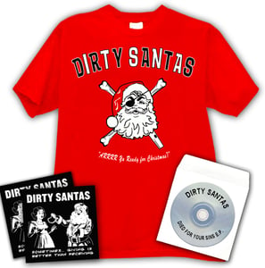 Image of RED "Dirty Santas" T-Shirt (All Sizes) / CD / Stickers COMBO Pack!!!