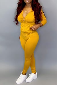 Image 1 of 2 pc Track Suit Mustard Color
