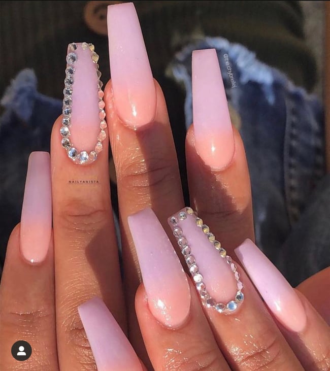 pink gemstone nails