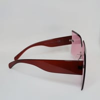 Image 2 of Oversized Square Sunglasses Rimless Frame Candy Color )