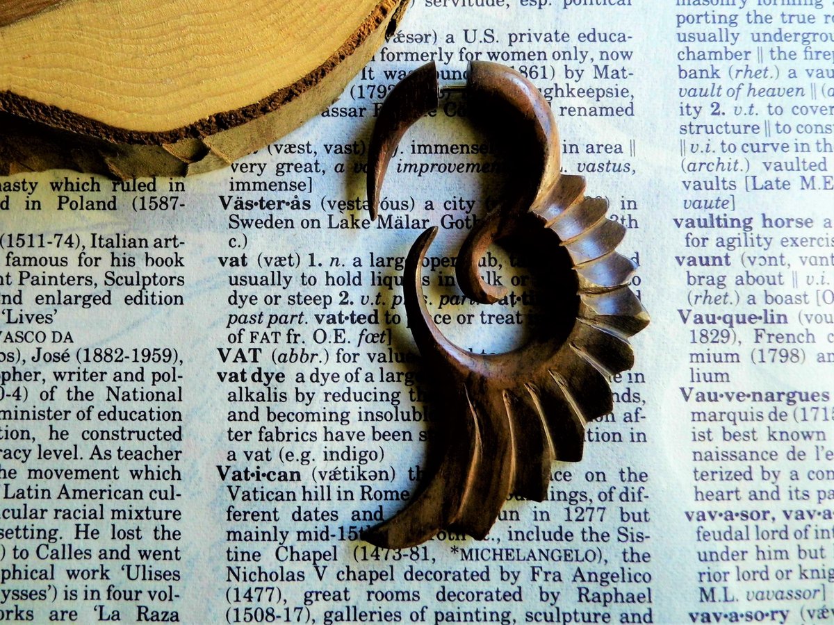 Large Faux Gauge Wooden Earring Angel Wing