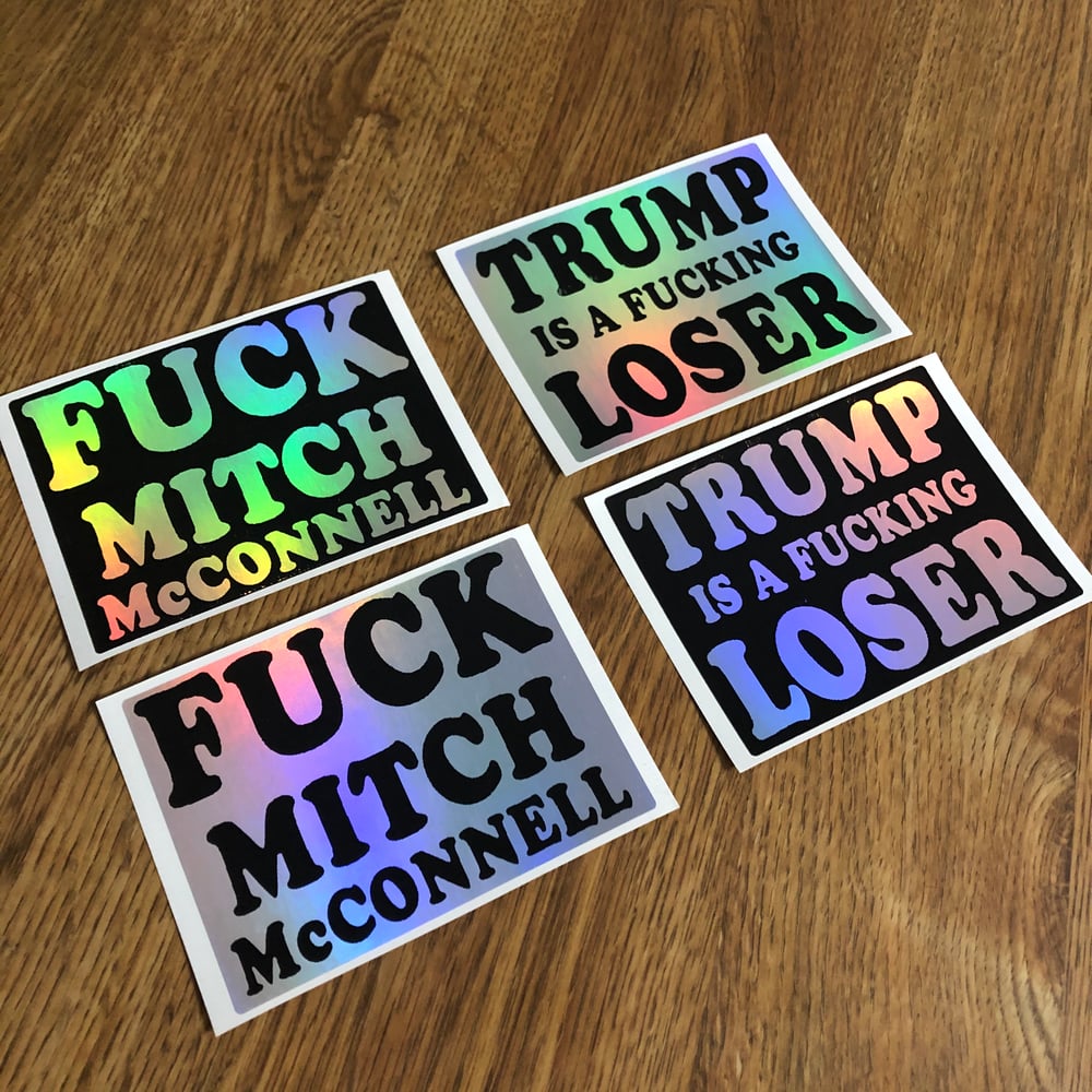 Image of HOLOGRAPHIC Eggshell Stickers: "FUCK-“