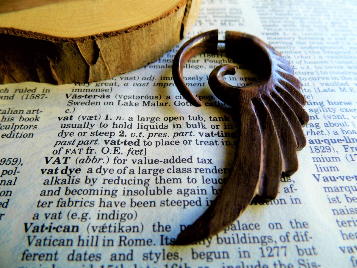 Extra Large Angel Wings Wood Earring