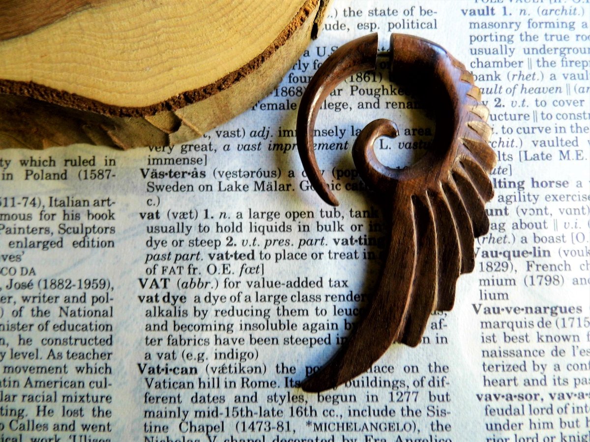 Extra Large Angel Wings Wood Earring