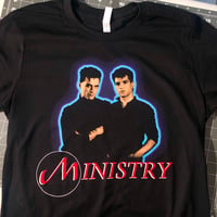 Image 1 of Ministry With Sympathy 1983 Tour Shirt Reproduction NEW New Wave Synthpop