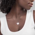 Cat Engraved Silver Heart Necklace