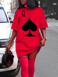 Red Queen of Spades Tee Shirt MIDI Dress