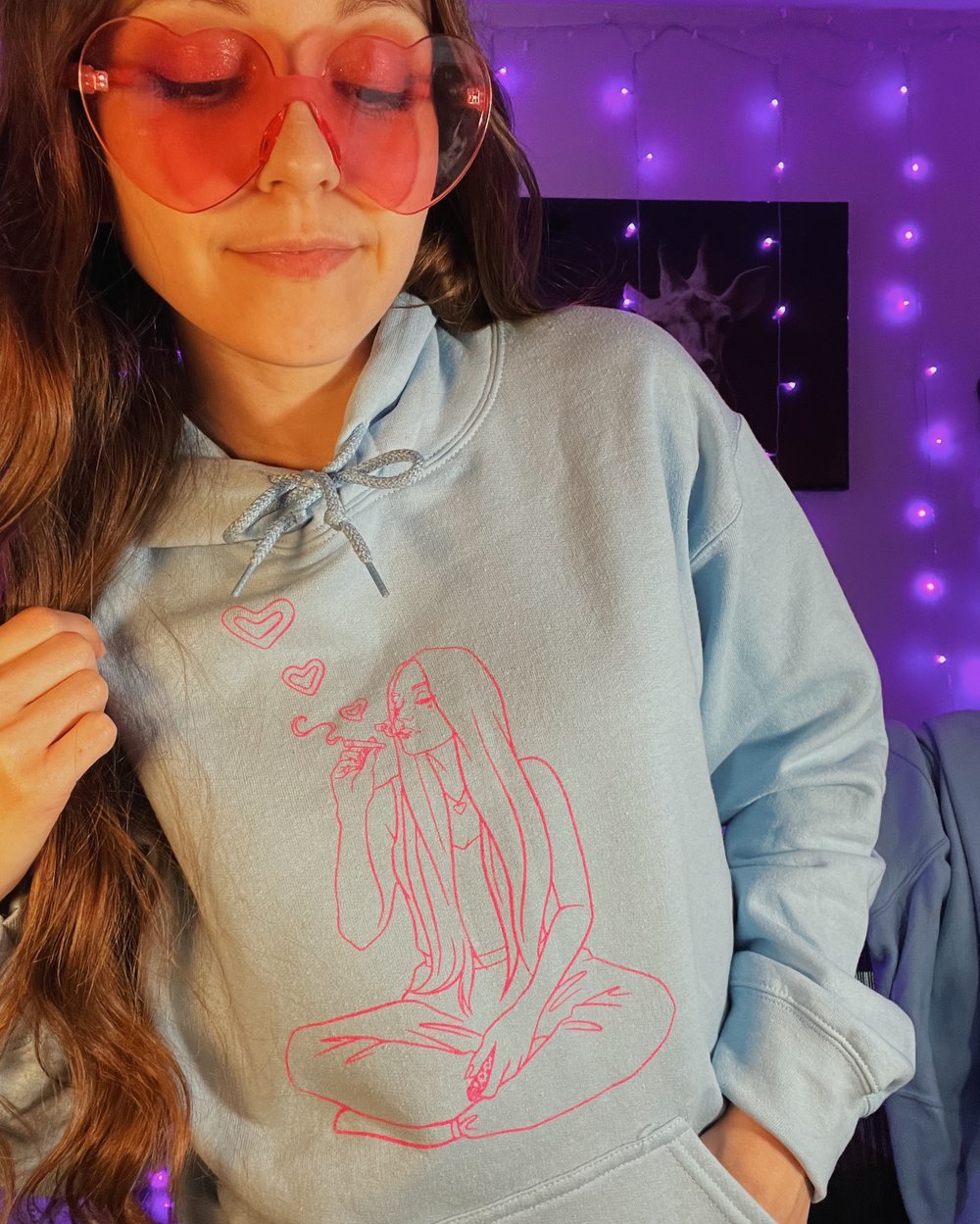 Image of Heart Smoke Rings - hoodie (light blue)