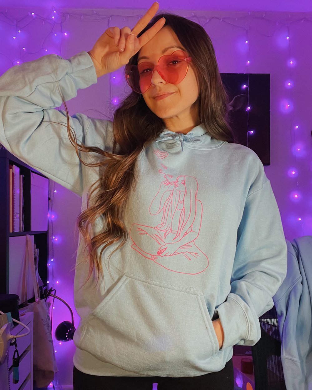 Image of Heart Smoke Rings - hoodie (light blue)
