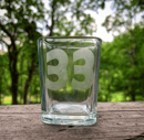 Image 1 of Hand etched "33" Shot Glass
