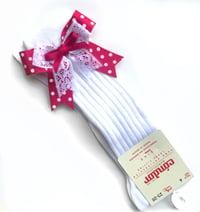 Image 2 of Polka dot Sock and bow set 